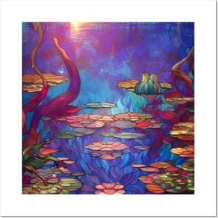 Stained Glass Lotus Lake Posters and Art